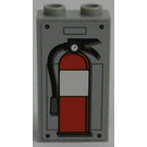 LEGO Medium Steengrijs Paneel 1 x 2 x 3 met Brand Extinguisher Sticker met zijsteunen - holle noppen (74968)
