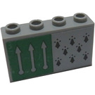 LEGO Medium Stone Gray Panel 1 x 4 x 2 with 8 Black Spires and 3 Arrows Sticker (14718)