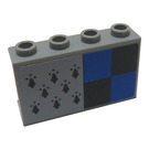 LEGO Medium Steengrijs Paneel 1 x 4 x 2 met 8 Zwart Spires en Zwart en Blauw Squares Sticker (14718)