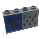 LEGO Medium Steengrijs Paneel 1 x 4 x 2 met 8 Zwart Spires en Raven Sticker (14718)