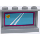 LEGO Medium Steengrijs Paneel 1 x 4 x 2 met Mirror en Geel Hart Sticker (14718)