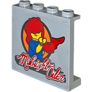 LEGO Medium Stone Gray Panel 1 x 4 x 3 with Woman with Red Cloth Midnight Oiler Sticker with Side Supports, Hollow Studs