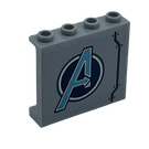 LEGO Medium Stone Gray Panel 1 x 4 x 3 with Avengers Logo and Six Rivets (Model Left) Sticker with Side Supports, Hollow Studs (35323)