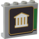 LEGO Mittleres Steingrau Panel 1 x 4 x 3 mit Bank Logo Aufkleber mit Seitenstützen, Hohlbolzen (35323)