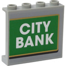 LEGO Mittleres Steingrau Panel 1 x 4 x 3 mit "CITY BANK' Aufkleber mit Seitenstützen, Hohlbolzen (35323)