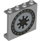 LEGO Mittleres Steingrau Panel 1 x 4 x 3 mit Safe Tür mit Seitenstützen, Hohlbolzen (35323 / 38122)