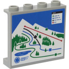 LEGO Mittleres Steingrau Panel 1 x 4 x 3 mit Ski Steigung Map Aufkleber mit Seitenstützen, Hohlbolzen (35323)