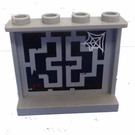 LEGO Medium Stone Gray Panel 1 x 4 x 3 with Spider Web and Asian Lattice Sticker without Side Supports, Hollow Studs (4215)