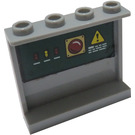 LEGO Gris pierre moyen Panneau 1 x 4 x 3 avec Switches, rouge Light et Danger Sign sur Dark Green Background Autocollant avec supports latéraux, tenons creux (35323)