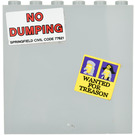 LEGO Medium Stone Gray Panel 1 x 6 x 5 with 'NO DUMPING' and 'WANTED FOR TREASON' Posters Sticker (59349)