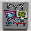 LEGO Medium Stone Gray Panel 1 x 6 x 5 with Tools, Race Track Map, and Checkered Flag Pattern Sticker (59349)