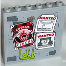 LEGO Medium Stone Gray Panel 1 x 6 x 5 with Wall with Gotham Circus and Wanted Posters Sticker (59349)