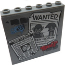 LEGO Medium Stone Gray Panel 1 x 6 x 5 with 'Wanted Green Goblin' Sticker (59349)