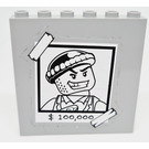 LEGO Medium Stone Gray Panel 1 x 6 x 5 with Wanted Poster and '$100,000' Sticker (59349)
