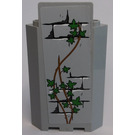 LEGO Mittleres Steingrau Panel 3 x 3 x 6 Ecke Mauer mit Bricks, Ivy Trunks und 14 Blätter Aufkleber ohne untere Einkerbungen (87421)
