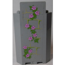 LEGO Medium Stone Gray Panel 3 x 3 x 6 Corner Wall with Ivy Trunks with 10 Magenta Flowers (Right) Sticker without Bottom Indentations (87421)