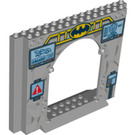 LEGO Medium Stone Gray Panel 4 x 16 x 10 with Gate Hole with Batman symbol (15626 / 16715)
