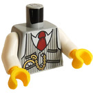 LEGO Medium steingrå Pinstriped Vest Overkropp med Rød Tie og Pocketwatch (973 / 76382)