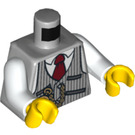LEGO Medium Steengrijs Pinstriped Vest Torso met Rood Tie en Pocketwatch (973 / 76382)