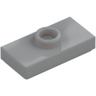 LEGO Medium Stone Gray Plate 1 x 2 with 1 Stud (with Groove and Bottom Stud Holder) (15573)