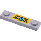 LEGO Medium Steengrijs Plaat 1 x 4 met Twee Studs met Blauw Pipework Aan Oranje Background Sticker zonder groef (92593)