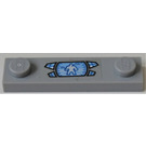 LEGO Medium Stone Gray Plate 1 x 4 with Two Studs with Grodd targeting system Sticker without Groove (92593)
