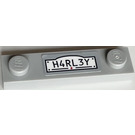 LEGO Medium Stone Gray Plate 1 x 4 with Two Studs with H4RL3Y Number Plate Sticker without Groove (92593)