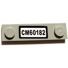 LEGO Medium Stone Gray Plate 1 x 4 with Two Studs with License Plate CM60182 Sticker with Groove (41740)