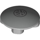LEGO Medium Stone Gray Plate 2 x 2 Round with Rounded Bottom with VW Logo (2654 / 79804)