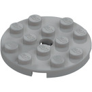 LEGO Medium steengrijs Plaat 4 x 4 Rond met Gat en Snapstud (60474)