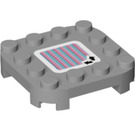 LEGO Medium Stone Gray Plate 4 x 4 x 0.7 with Rounded Corners and Empty Middle with 2 Arrows Scanner Code (1625 / 109704)