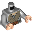 LEGO Mittleres Steingrau Rey Torso mit Tied Robe und Dunkelorange Gürtel mit Medium Stone Arme und Licht Fleisch Hände (973 / 76382)