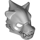 LEGO Medium Stone Gray Tiger / Wolf Mask  with Fangs and Black Fur (15083 / 20016)