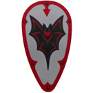 LEGO Medium Stone Gray Shield - Long with Bat and Red Border (2586 / 105607)