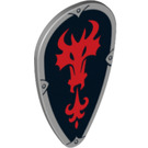 LEGO Medium Stone Gray Shield - Long with Red Fire Breathing Dragon (2586 / 14434)