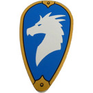 LEGO Medium Stone Gray Shield - Long with White Dragonborn Head on Blue Background (2586)