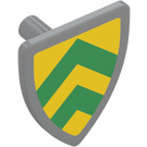 LEGO Medium Stone Gray Shield - Triangular with Green Double Chevron (3846 / 102327)