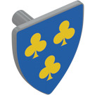 LEGO Medium Stone Gray Shield - Triangular with Three Yellow Clubs on Blue (3846 / 102329)