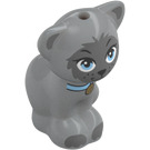 LEGO Gris Pierre Moyen Sitting Chat avec Gris Fourrure et Bleu Collier (101115)