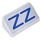 LEGO Gris pierre moyen Pente 1 x 2 (31°) avec Bleu 'ZZ' Autocollant (85984)
