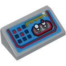 LEGO Gris pierre moyen Pente 1 x 2 (31°) avec Control Panneau avec Buttons et Switches Autocollant (85984)