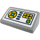 LEGO Medium Steengrijs Helling 1 x 2 (31°) met Control Paneel met Geel Buttons Sticker (85984)