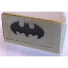 LEGO Medium Steengrijs Helling 1 x 2 (31°) met Grijs Batman logo Sticker (85984)
