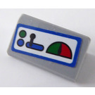 LEGO Gris pierre moyen Pente 1 x 2 (31°) avec Demi rouge et Green Cercle et Deux buttons Autocollant (85984)