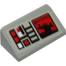 LEGO Mittleres Steingrau Steigung 1 x 2 (31°) mit rot Buttons und Screen Aufkleber (85984)
