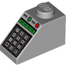 LEGO Medium Stone Gray Slope 1 x 2 (45°) with Keypad, Green Digital Display, and Buttons Pattern (3040 / 50344)