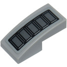 LEGO Medium Stone Gray Slope 1 x 2 Curved with 5 Dark Gray Rectangles Sticker (11477)