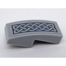 LEGO Medium Stone Gray Slope 1 x 2 Curved with Medium Stone Gray Ornament on Dark Stone Background Sticker (11477)