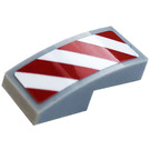 LEGO Gris pierre moyen Pente 1 x 2 Incurvé avec blanc et rouge Danger Rayures (Droite) Autocollant (11477)