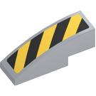 LEGO Mittleres Steingrau Steigung 1 x 3 Gebogen mit Schwarz und Gelb Diagonal Streifen Aufkleber (50950)